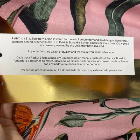NWT PatBo Tropical Print Shorts Ruffle Tortoise Belt High Rise Pink Women's 12 - Picture 9 of 13